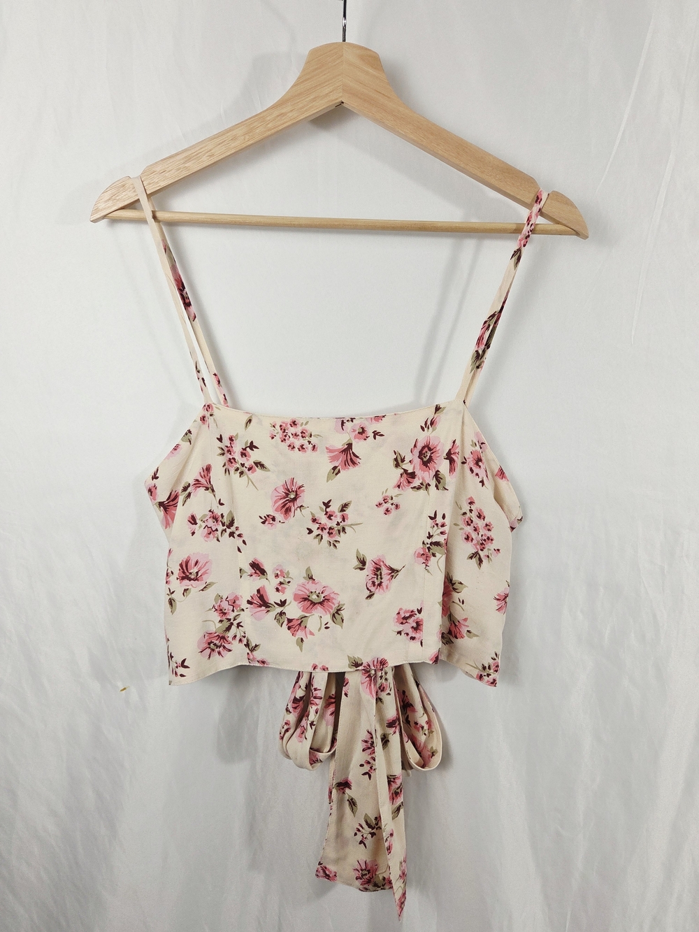Amuse Society Floral Tie-Back Adjustable Spaghetti Strap Crop Top Size XS